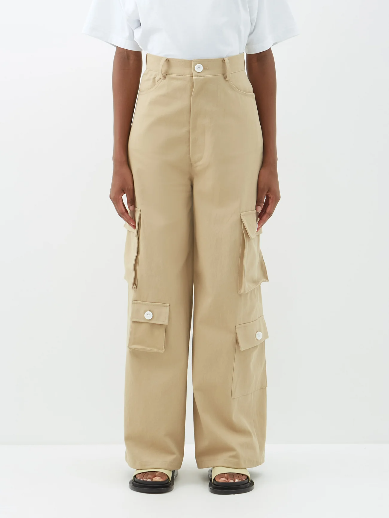 OVERSIZED TIE HEM CARGO PANTS - GREY – The Couture Club